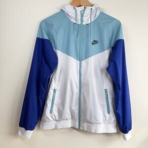 Nike Sportswear Windrunner Jacket Blue White Hooded Zip Mens M Retro
